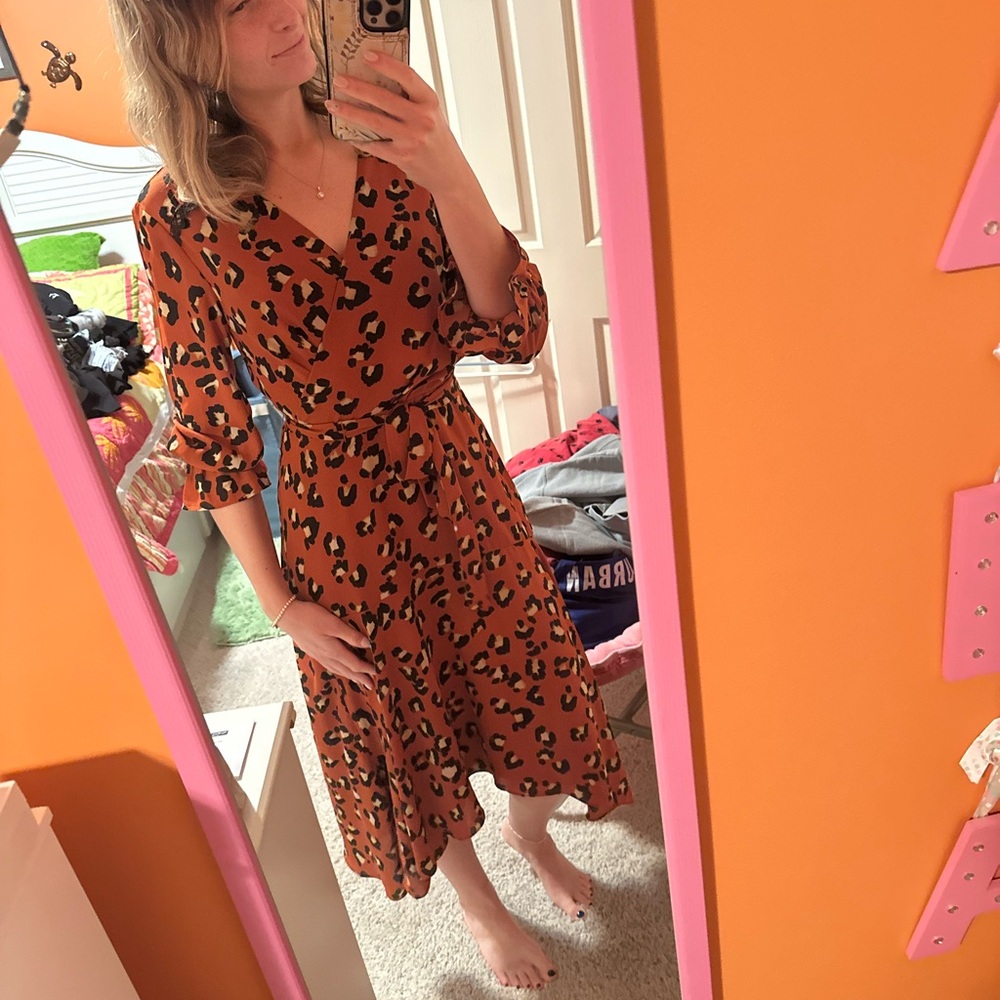 Leopard Print Midi Dress